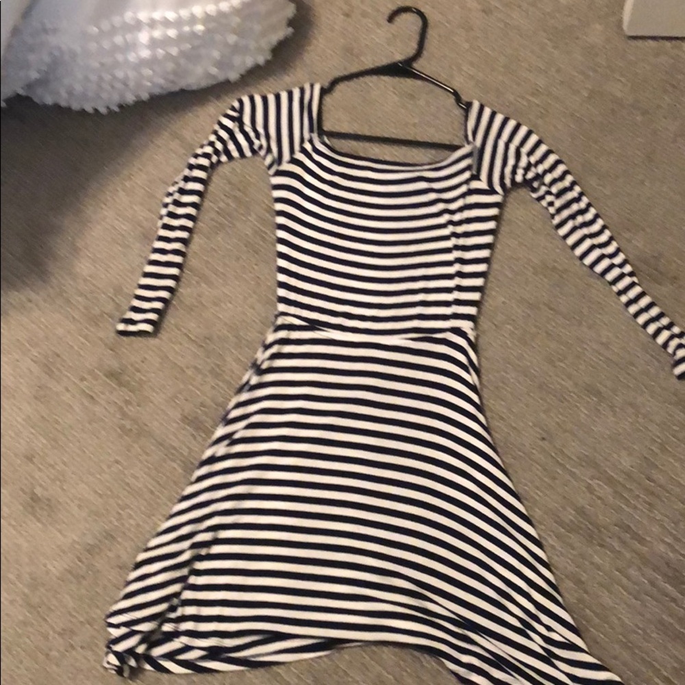 Lovers + Friends XS shite and navy striped dress